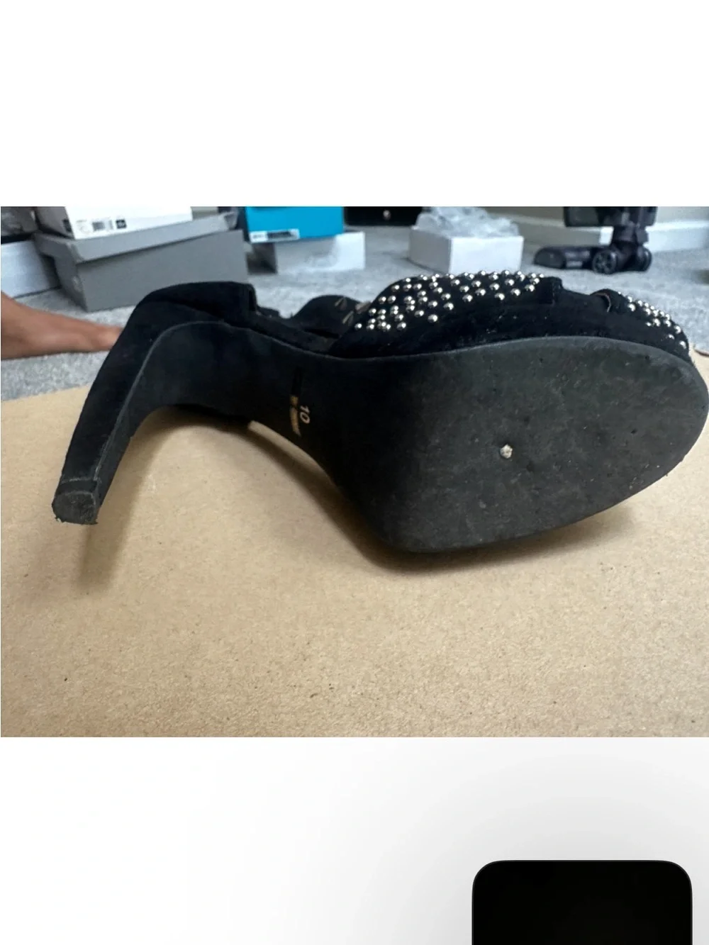 Jeffrey Campbell Tawny Black Studded Lace-Up Peep-Toe Booties